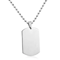 Polished silver stainless steel rectangle dog tag pendant with classic ball chain - Dog Tag With Ball Chain (NE100601S) / Steel