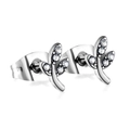 Orecchini a perno a foglia d'argento con cristalli brillanti e finitura lucida - Stile Foglia Argento (EA138802S)