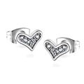 Élégantes boucles d'oreilles cœur en argent avec cristaux pour un style minimaliste - Style Cœur Argenté (EA138502S)