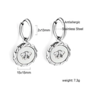 Détails des boucles d'oreilles abeille en acier inoxydable avec dimensions et poids - Boucles d'Oreilles Créoles Médaille Abeille Argent (EA58400AS)
