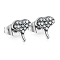 Chic silver elephant stud earrings with sparkling pavé rhinestones for a minimalist look - Silver Elephant Style (EA138902S)