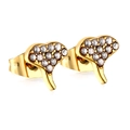 Elegant gold elephant stud earrings featuring pavé set white cubic zirconia crystals - Gold Elephant Style (EA138902G)