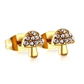Boucles d'oreilles champignon dorées avec zircons étincelants et fermoir papillon - Style Champignon Doré (EA138602G)