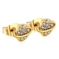 Elegant gold planet stud earrings featuring clear zircon stones and a celestial ring - Gold Saturn Planet Style (EA139202G)