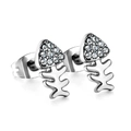 Boucles d'oreilles arêtes de poisson argentées avec cristaux et design en acier inoxydable - Style Arête de Poisson Argenté (EA139002S)