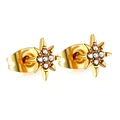 Elegant gold octagonal star stud earrings with sparkling cubic zirconia centers - Gold Eight-pointed Star Style (EA138702G)
