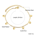 Detail der 18k vergoldeten Edelstahl-Fußkette mit Kronenanhängern und Größenangaben - Kronen-Anhänger-Stil (AN117901G)