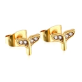 Boucles d'oreilles minimalistes dorées en acier inoxydable avec cristaux brillants - Style Queue de Baleine Doré (EA138302G)