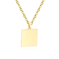 Minimalist square gold pendant necklace with smooth polished surface for DIY engraving - Square Shape (NE103001G) / Gold
