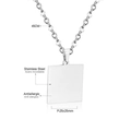 Silver stainless steel 45cm O-chain necklace with a 25x25mm square polished pendant - Square Shape (NE103001S) / Steel
