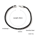 Dettaglio di un braccialetto tennis in acciaio inossidabile con zirconi neri - Stile Zircone Nero Argento (BR26130BS)