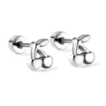 Boucles d'oreilles cerise en acier inoxydable argenté avec fermoir plat vissé - Boucles D'oreilles Cerises À Visser Ea624301s
