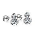 Boucles d'oreilles cartilage en acier en forme de gourde avec zircons blancs - Boucles D'oreilles En Acier À Vis À Billes Forme De Gourde Diamant Blanc Ea625902s