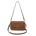 Brown square crossbody bag with diamond texture flap and dual straps on white background - Brown