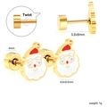 Detail of Santa Claus stud earring showing precise dimensions and secure twist back screw - Santa Claus Style (EA63200MG)