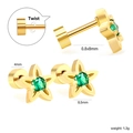 Orecchini a stella in acciaio dorato con zircone verde e chiusura a vite sicura - Stile Stella Dorata Zirconia Verde (EA63270JG)