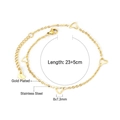 Gold plated stainless steel anklet featuring hollow heart charms and adjustable lobster clasp - Heart (AN106401G)