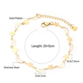Gold plated stainless steel anklet featuring celestial star and crescent moon charms - Star and Moon Pattern (AN108601G)
