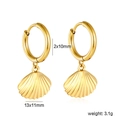 Detailed size specifications for gold shell pendant earrings with 10mm hoop diameter - Shell Style (EA5C5801G)