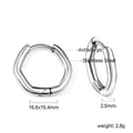 Silver stainless steel hexagonal hoop earrings with anti-allergic polished finish - Steel Color (EA319501S)