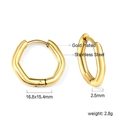 Classic gold plated stainless steel hexagonal hoop earrings with secure click closure - Gold Color (EA319501G)