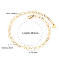 Gold plated stainless steel anklet with hollow heart links and adjustable chain clasp - 27 Heart Shapes (AN108801G)