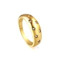 Minimalist wide gold-plated ring with sparkling star-shaped cubic zirconia inlays - Star Zirconia Wide Style (RI133806-8G)