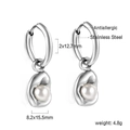 Détails de boucles d'oreilles perles en acier doré avec dimensions et poids indiqués - Boucles d'Oreilles Perle avec Base Argentée Irrégulière (EA58150AS)
