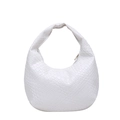 Borsa a mano a mezzaluna intrecciata bianca in pelle PU con cerniera in metallo dorato - Bianco