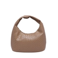Borsa hobo marrone intrecciata con trama Intrecciato e design a mezza luna - Cachi