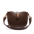 Retro dark brown saddle bag featuring smooth leather finish and golden metal buckle - Brown