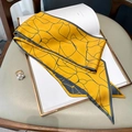 Elegante twilly in seta giallo senape con stampa geometrica per collo e capelli - 15*150cm / Giallo Grigio