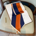 Pañuelo twilly de seda con rayas naranja y azul marino para el cabello o bolsos - 15x150cm / Azul Naranja