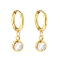 Eleganti orecchini a cerchio dorati con ciondolo in conchiglia bianca in stile lusso - Stile Conchiglia Oro (EA58140AG)