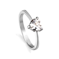 Polished silver heart gemstone ring with elegant three-prong setting for women - Silver Heart Zirconia Style (RI132206-9S)