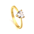 Golden heart-cut zircon ring with triple-claw setting on a polished minimalist band - Gold Heart Zirconia Style (RI132206-9G)