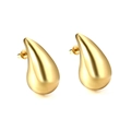 Modern gold-plated stainless steel teardrop earrings with a soft matte finish on white base - 27mm (27mmEA585301G) / Gold