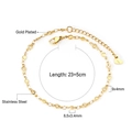 Gold plated stainless steel anklet with heart and circle chain for women - Heart and Circle (AN107701G)