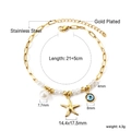 18k gold plated stainless steel anklet with starfish, evil eye and pearls, 21+5cm - Starfish (AN12040MG)