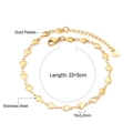 Gold plated stainless steel heart chain anklet measuring 23 plus 5cm length - 27 Hearts Chain (AN107801G)