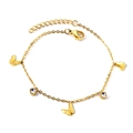 Elegantes goldfarbenes Schmetterling-Armband mit Zirkonia-Anhängern und Karabiner - Gold Schmetterling Stil (BR261802G)