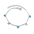 Silbernes Schmetterling-Armband mit himmelblauer Emaille und klarem Zirkonia-Schmuck - Silber Blauer Schmetterling Stil (BR26250KS)