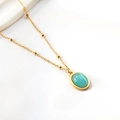 Elegante collana in titanio dorato con catena satellite e pendente ovale blu-verde - Stile Gemma Blu-Verde Ovale (NE2B650HG)