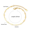 Gold plated stainless steel anklet featuring connected rhombus links with heart charm - 14 Rhombus Pieces (AN107901G)