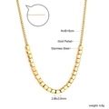 Détail du collier en acier inoxydable doré à billes carrées avec spécifications 45+5cm - Style Cubes Carrés Dorés (NE2D0201G)