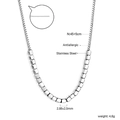 Détails du collier en acier inoxydable avec perles cubes et chaîne de 45+5cm réglable - Style Cubes Carrés Argent (NE2D0201S)