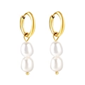 Elegante goldene Creolen mit doppelten Perlenanhängern im minimalistischen Vintage-Stil - Gold (EA59120AG)