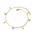 Goldenes Fußkettchen mit Ananas-Anhängern und runden Zirkonia-Kristallen für Damen - Ananas-Stil (AN113802G)