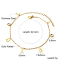 18K vergoldete Edelstahl-Fußkette mit Herz-Schlüssel und Schloss Anhängern, 24+3cm - Schlüsselschloss-Stil (AN114302G)