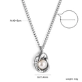 Collana fiocco argento con perla organica, dimensioni 8x11,4mm, lunghezza 40+5cm - Stile Perla Irregolare d'Argento (NE2B520AS)
